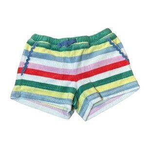 Mini Boden Girls Size 6 Towelling Terry Cloth Striped Shorts Rainbow